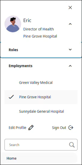 Screenshot of the main menu with employments