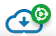 Cloud with downward arrow and a green spinning section that means file exports are in progress.